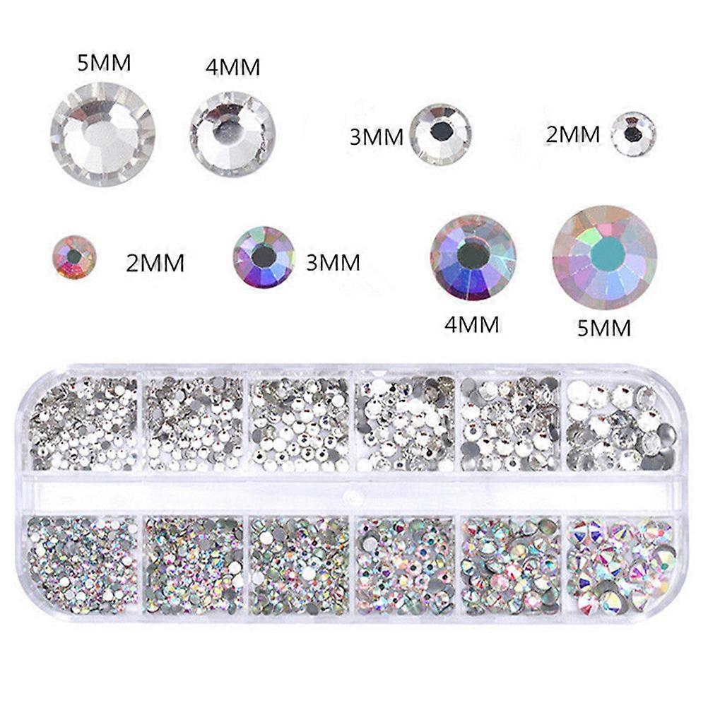 Silver Water Drill Gems Flatback for Decoration 12 Grid Rhinestone Set