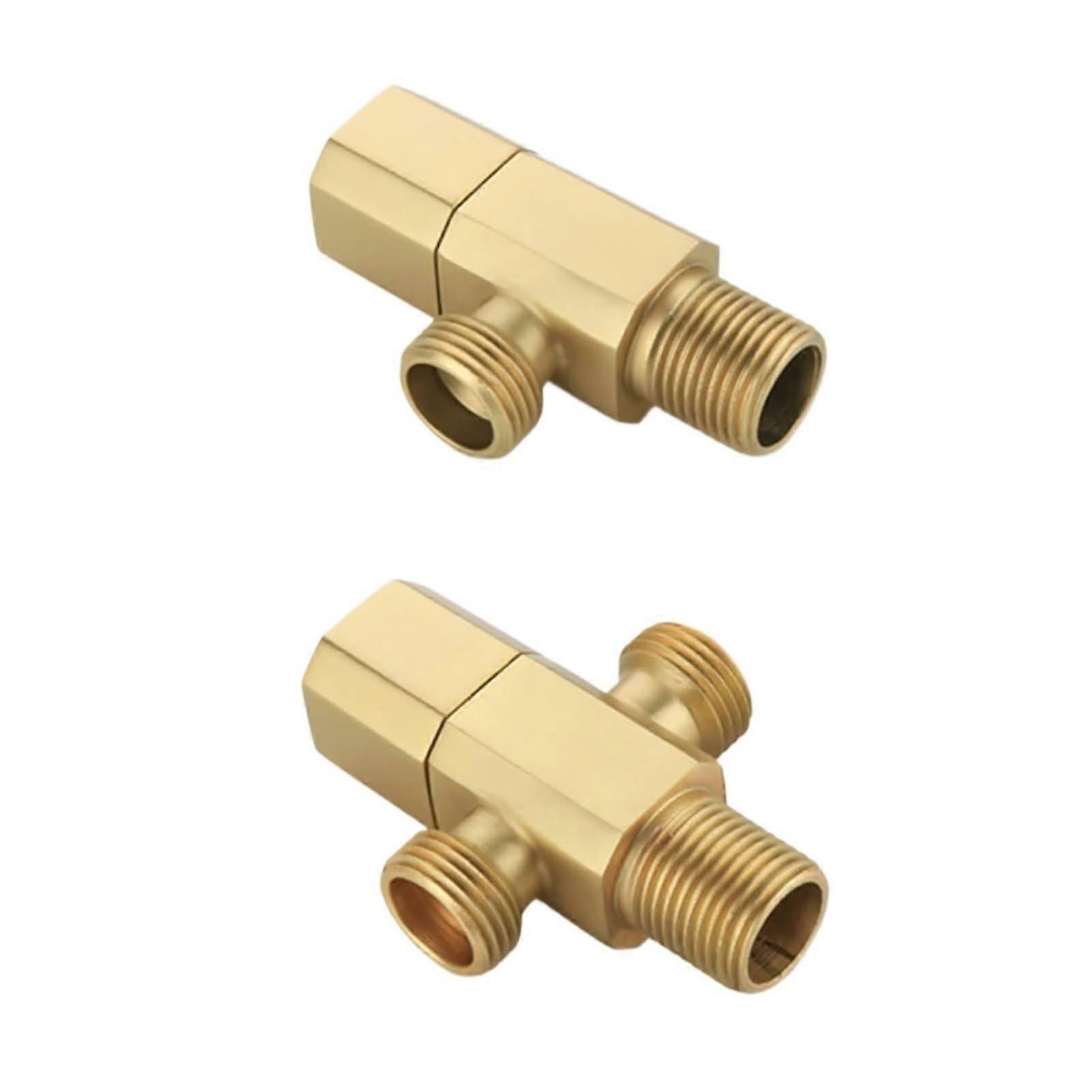 Angle Stop Valve 2pcs Gold Solid Brass G1/2 Quick Shutoff for Bathroom Residential Commercial