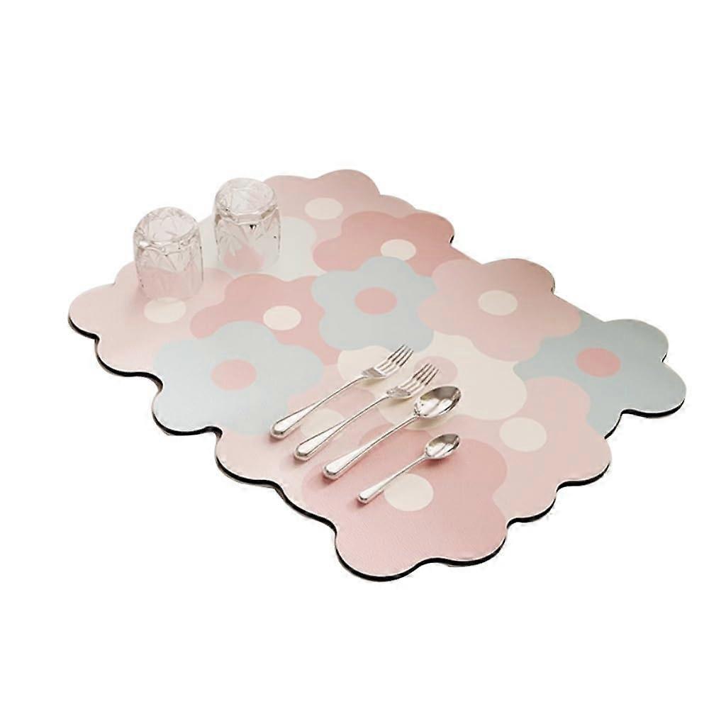 Dish Drying Mat Super Absorbent Quick Dry Diatomite for Kitchen Counter 40x50cm Pink