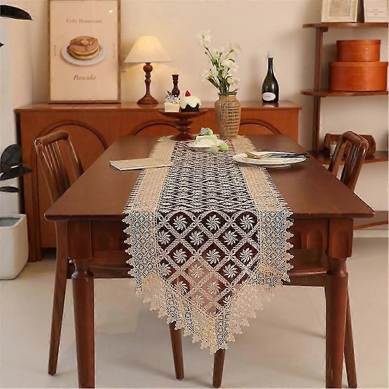 Lace fabric table runner washable 40x240 cm