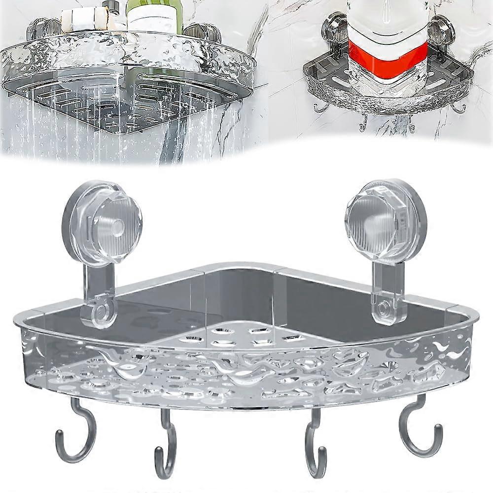 Suction Cup Shower Caddy NoDrill Triangle Bathroom Shelf with Secure Grip for Shower and Kitchen
