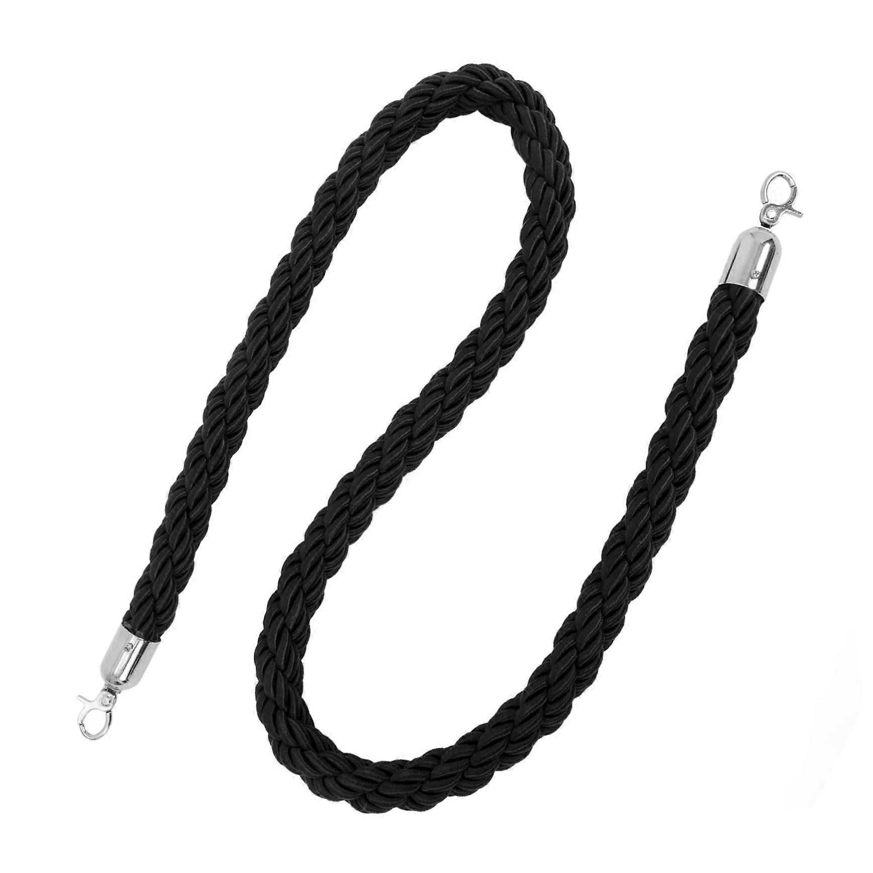 Black Twisted Stanchion Rope with Silver Hooks for Hotel Event Crowd Control and Queue Management