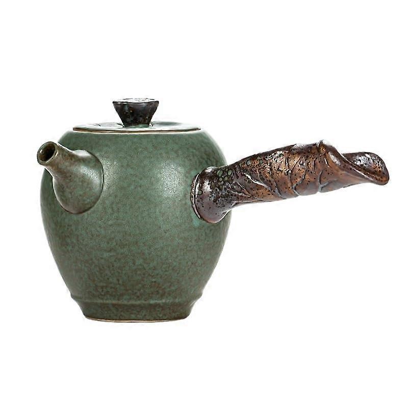 Ceramic Teapot with Side Handle for Loose Leaf Tea, Drip Spout, Ergonomic Design Gift