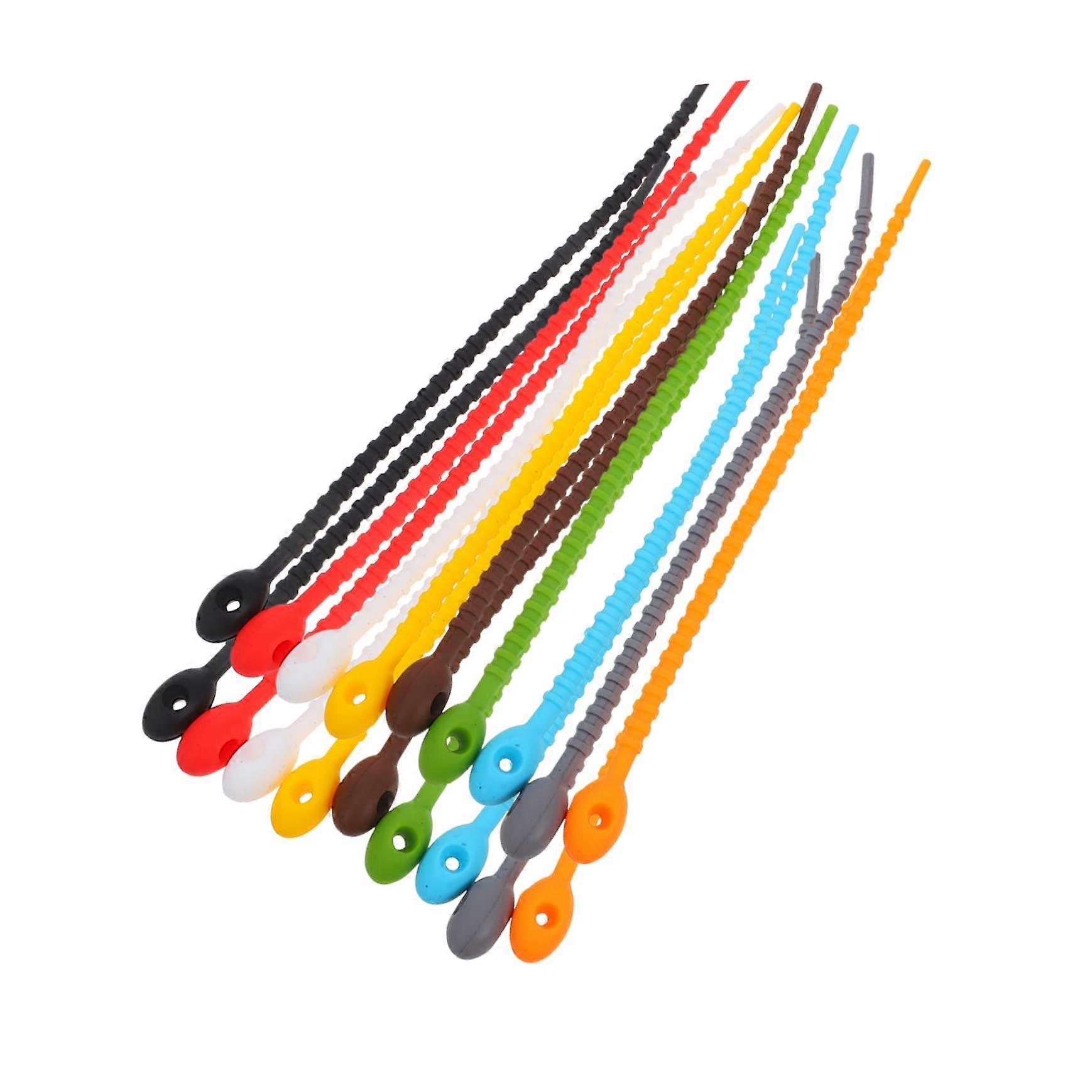 18pcs Silicone Cable Ties Reusable  Elasticity for BBQ, Kitchen, Desk and Vegetable Bundling