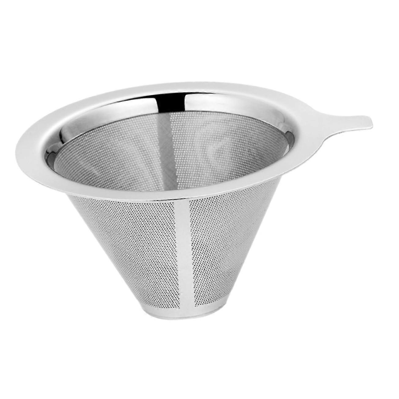Stainless Steel Coffee Filter Reusable Pour Over Dripper Cone Easy Clean for Home Brewing