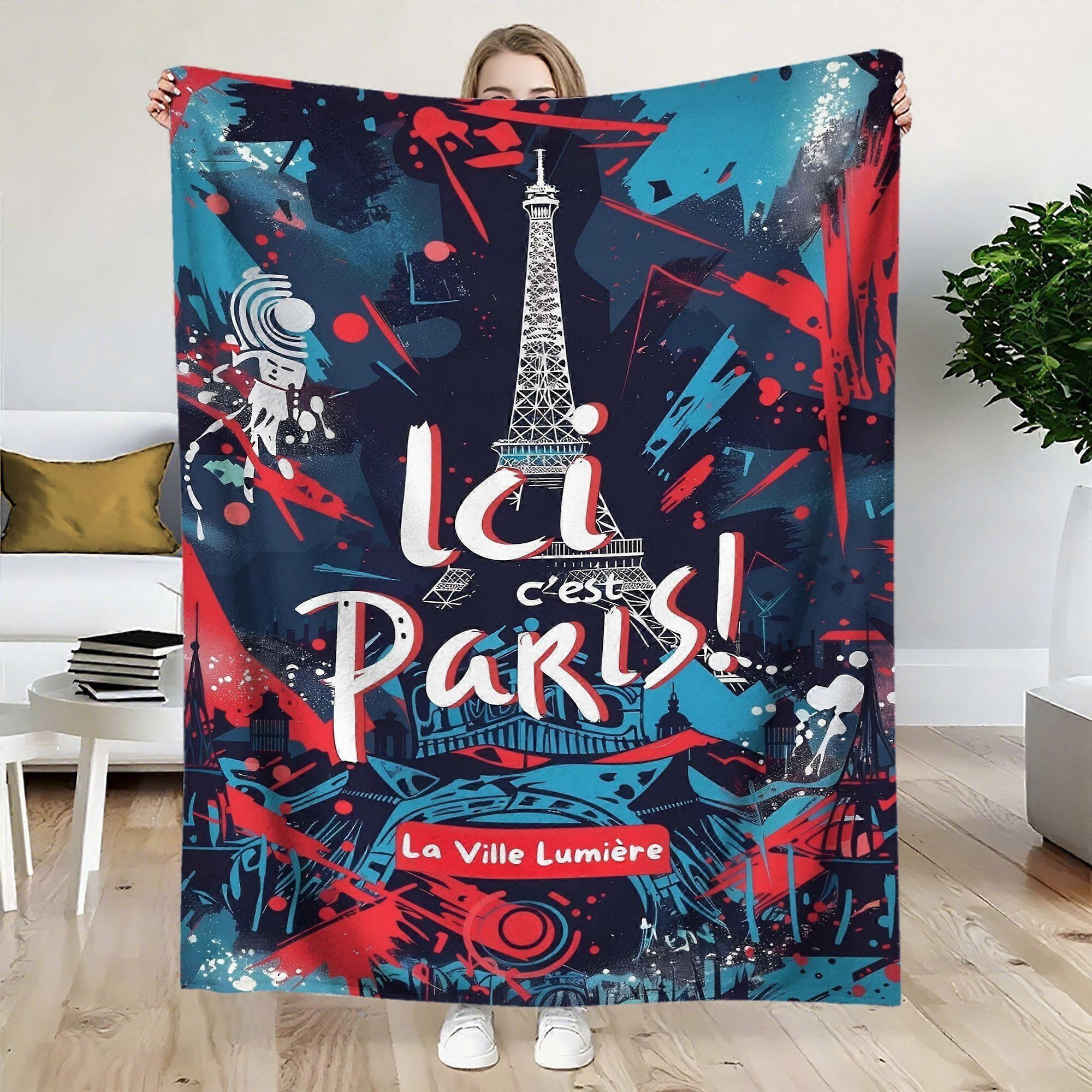 Here Is Paris Luxury Flannel Blanket  Soft Lightweight