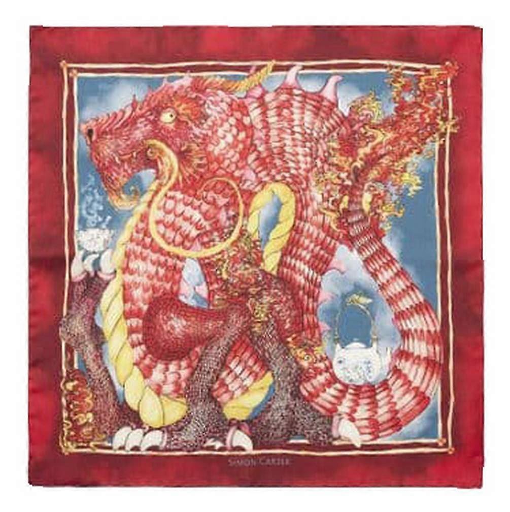 Simon Carter Dragon Pocket Square - Red/Blue/Yellow
