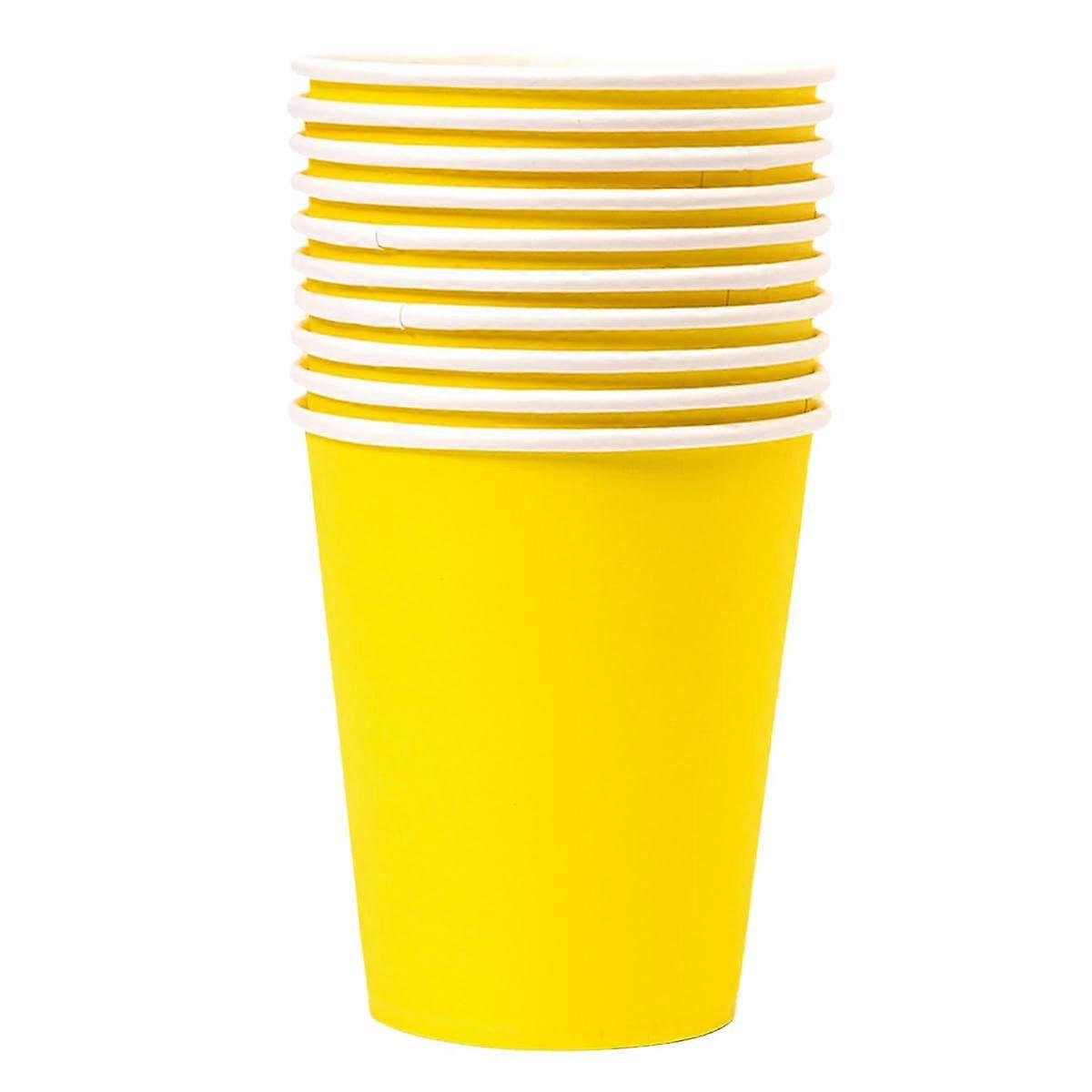 10Pack Biodegradable Paper Party Cups, Leakproof EcoFriendly Multicolor Disposable Drinking Cups Yellow