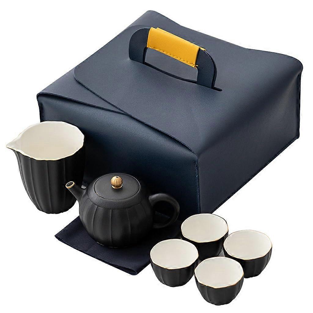Portable Tea Set with Smooth Water Flow Control, Shockproof Storage for Outdoor Camping, Light Grey