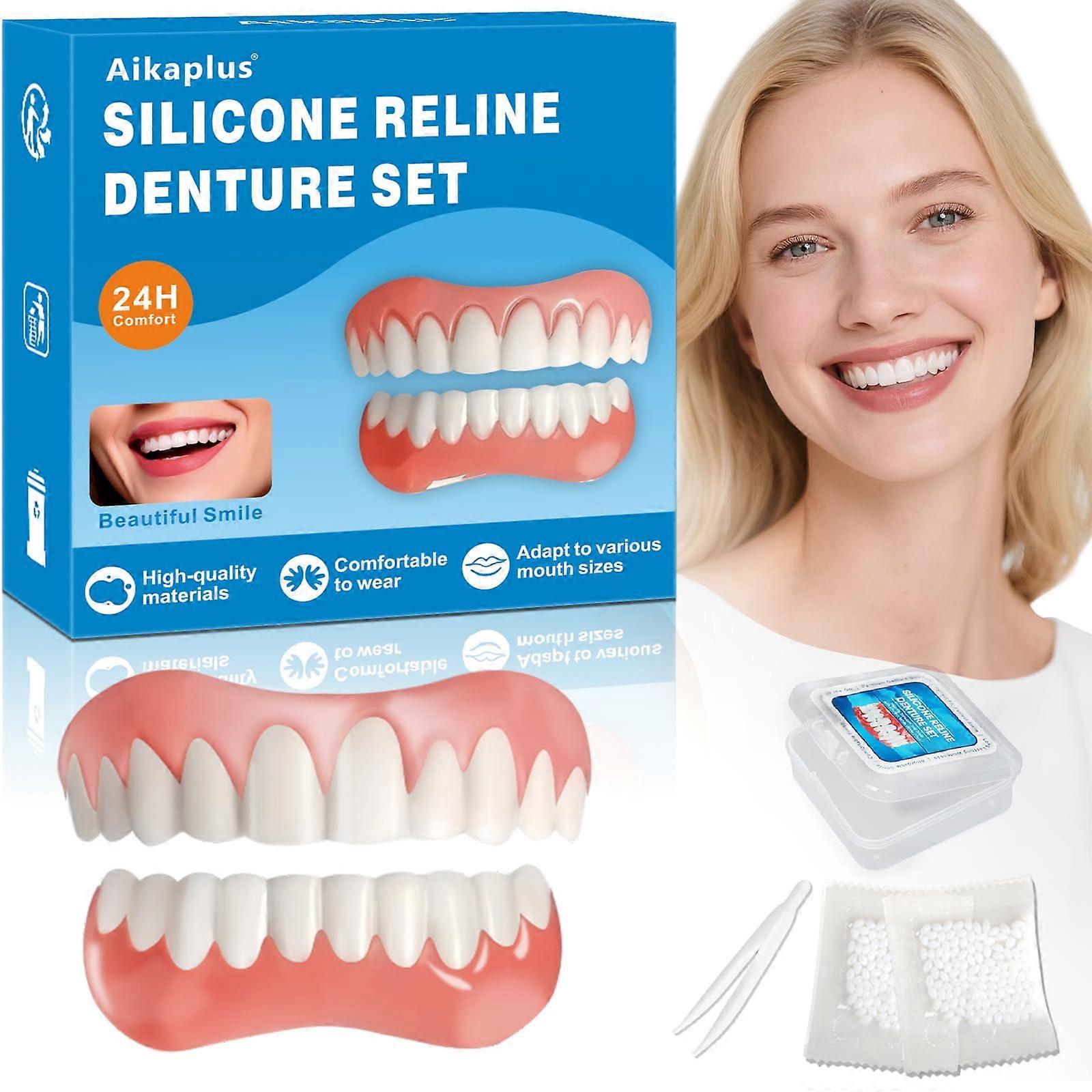 Moldable False Teeth with Temporary Veneers, Instant Smile Restoration, DIY Custom Fit Dentures 1 Pack