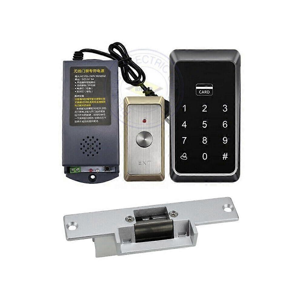 Wireless Standalone Door Access Control System with Strike Lock, 1K Users, 125KHz EM ID Cards, Black