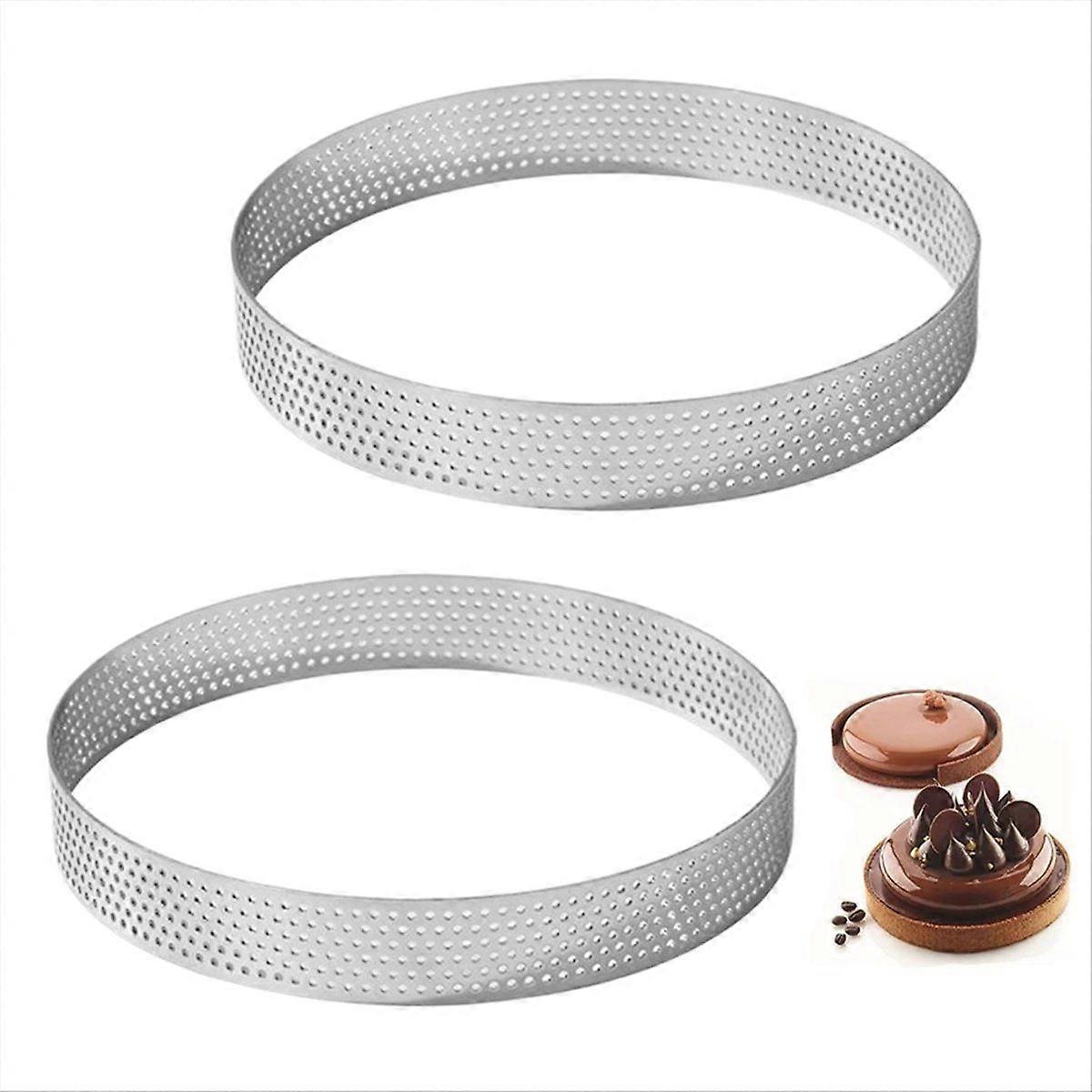 2PCS Tart Rings 8 Inch Round Perforated Cake Ring