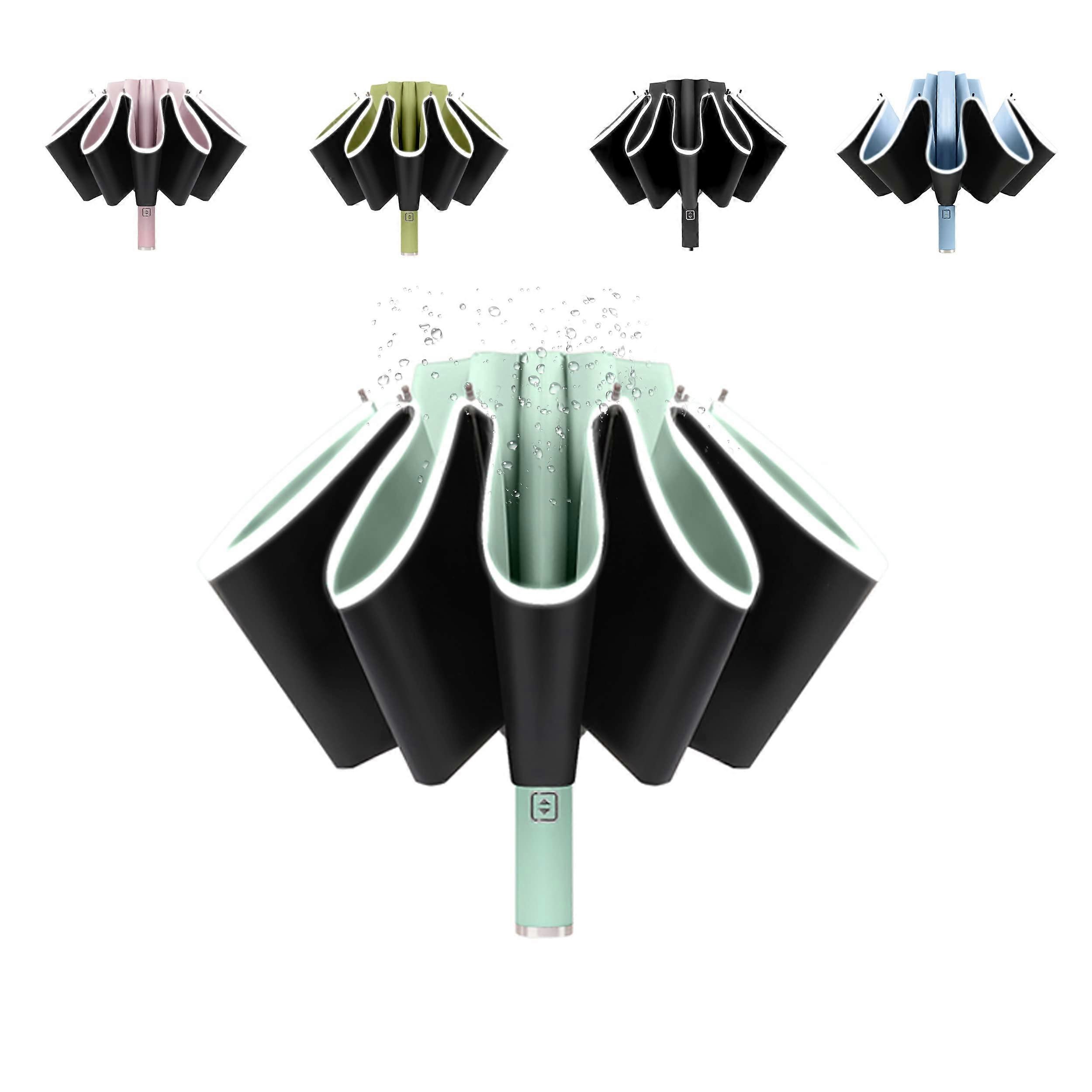 Windproof Compact Travel Umbrella Automatic OneClick Open Close Lightweight Folding Light Green