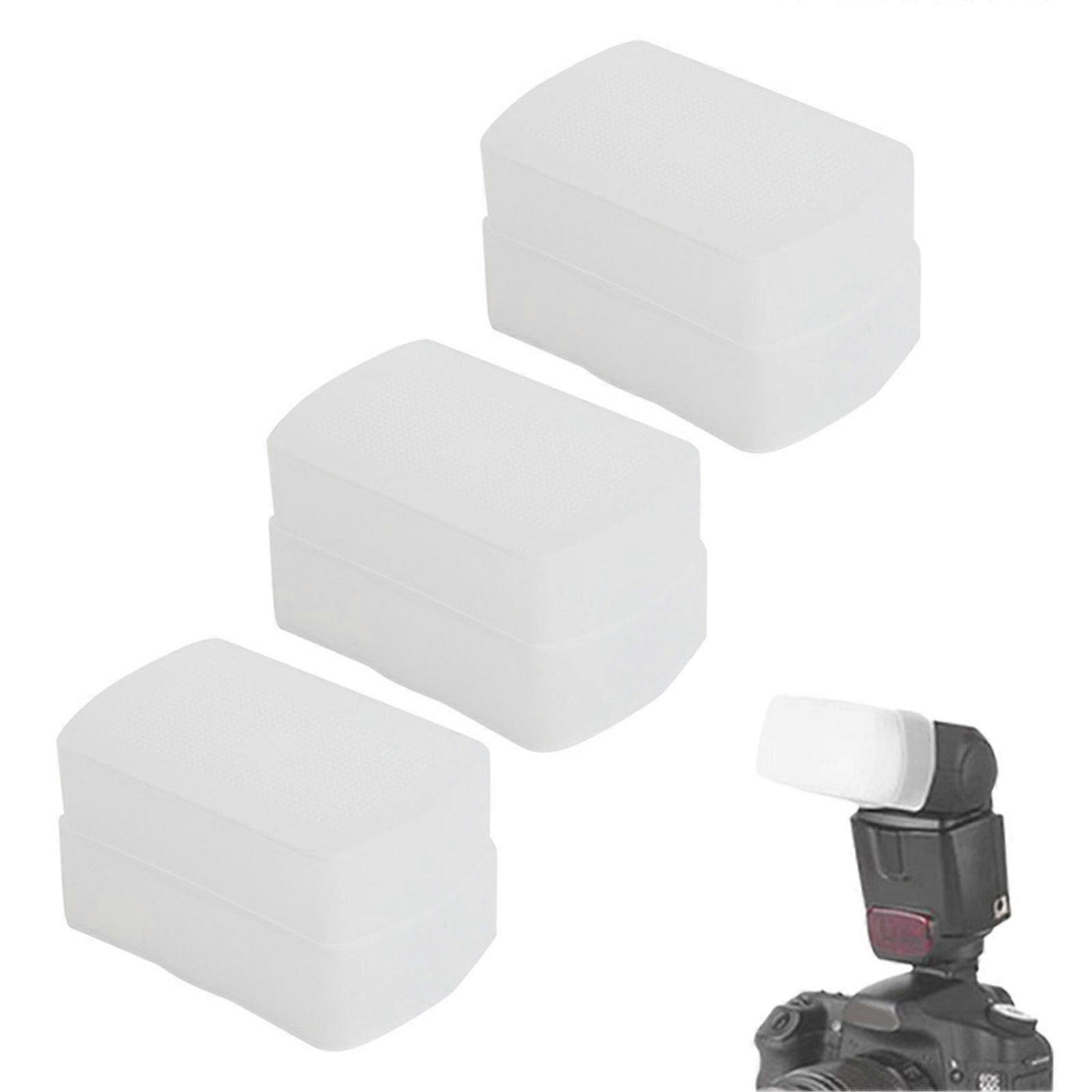 3Pieces Mini Digital Camera Flash Bounce Diffusers Softbox Fit Compatible With Canon 580EX Top Flash White