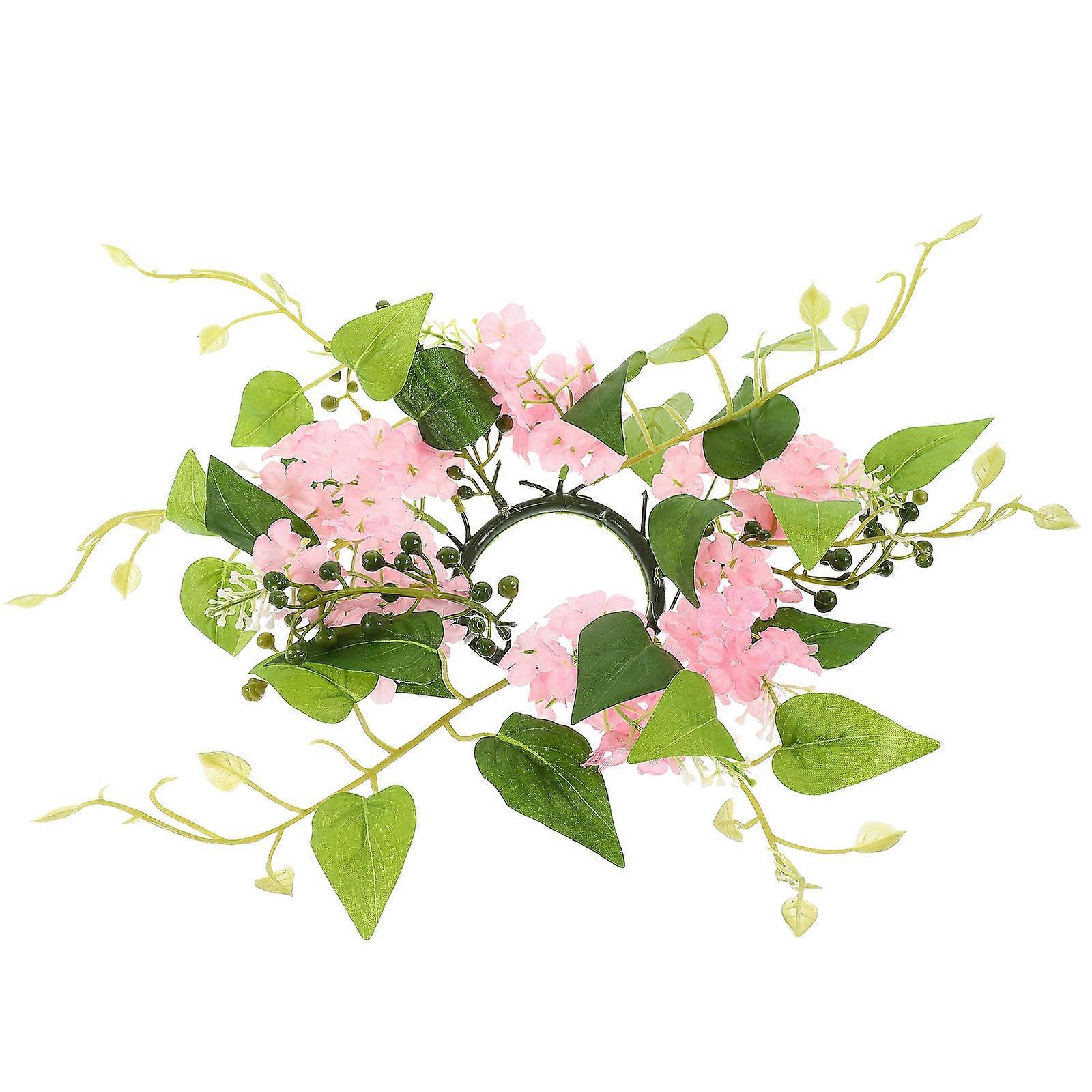 Pink Artificial Flower Candle Ring for Wedding Table Decoration