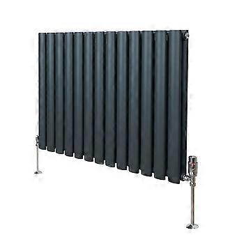 Oval Column Radiator 600mm x 780mm & TRV Chrome Valves Designer Double Panel Central Heating Heater