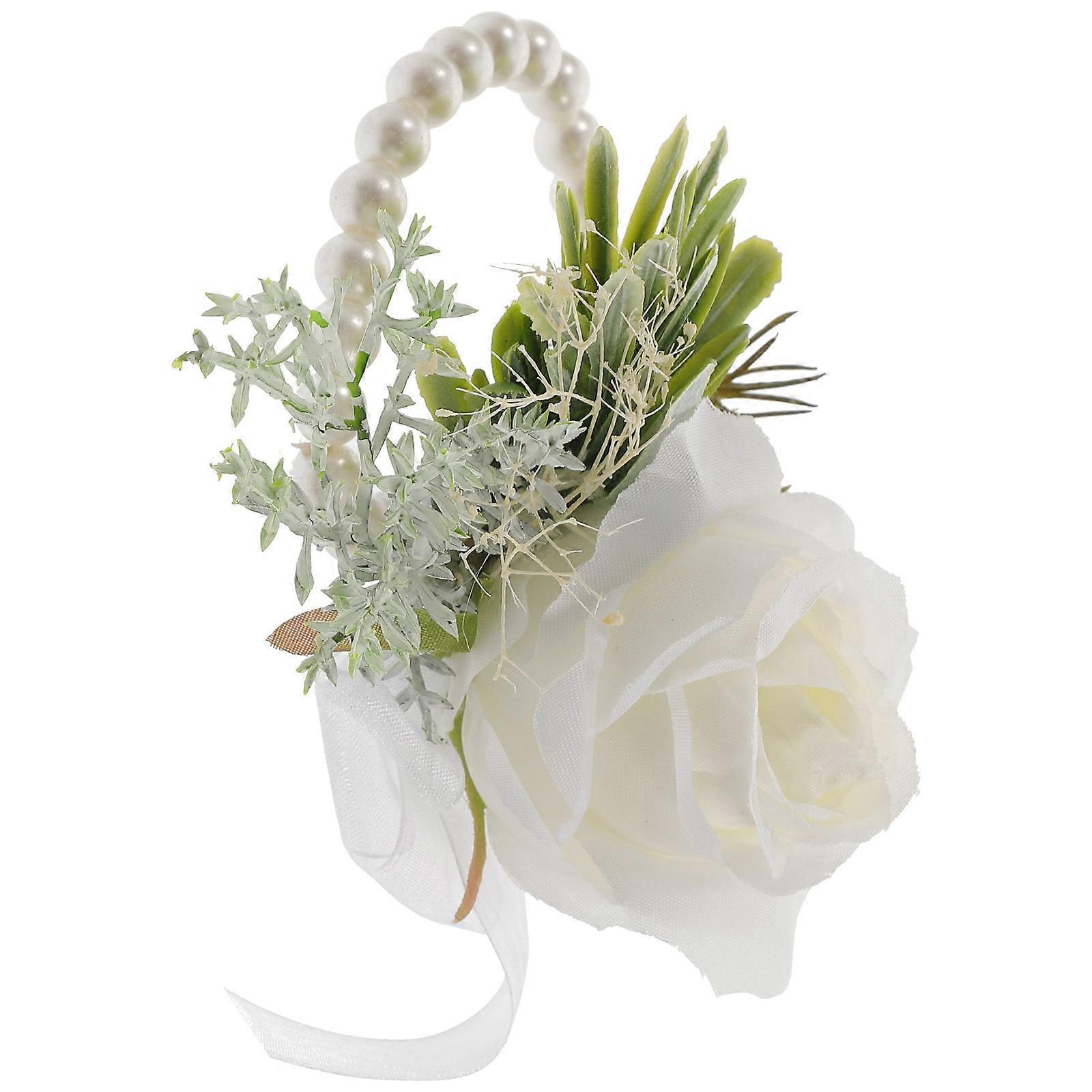 Pulseira de pérolas com flor para damas de honra.
