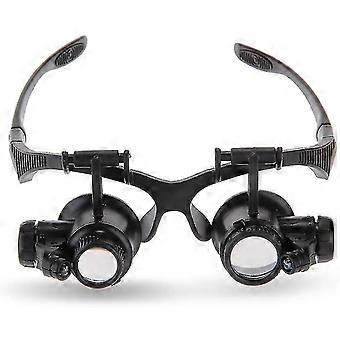 Jewelry Watch Repair Magnifier, Head Mounted Magnifier With 2 Led Lights, 10x 15x 20x 25x Watch Repair Magnifier