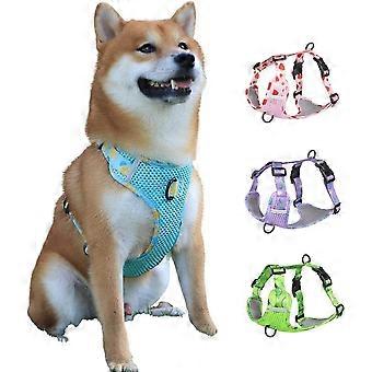 Dog Breathable Harness for Summer, No Pull Adjustable D-Ring Reflective Harness Webbing Walking Harness for Small Meduim Large Dogs(Lake Blue,XL)