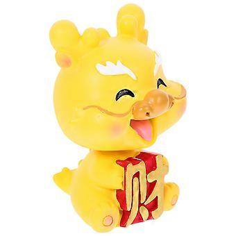 Dragon Figurine for Decoration Resin Craft Shaking Head Dragon Sculpture