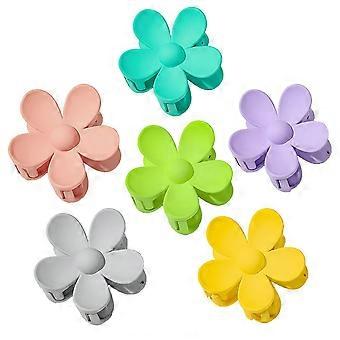 KATEA 6 stuks grote haarklauwklemmen matte bloem haarclips antislip schattige haarvanger haarspeldjes kunststof kaakklemmen voor dun dik haar haar acryl accesso