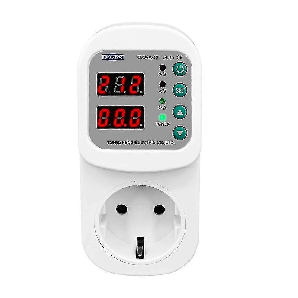 TOMZN TOSVA-16 Reclosable Voltage Current Protector Socket AC 110V 220V Adjustable 16A Power Surge Protector EU Plug Socket