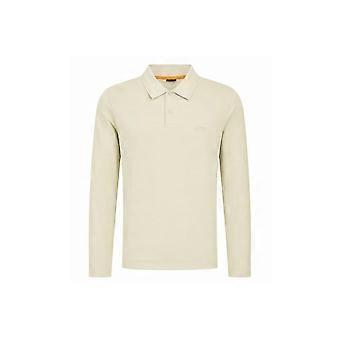 Men's Hugo Boss Casual Hugo Boss Men's Beige Interlock Long Sleeved Polo Shirt