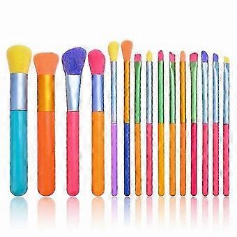 15-Piece Multicolor Makeup Brush Collection for Foundation, Blush, Eyeshadow, and Contouring