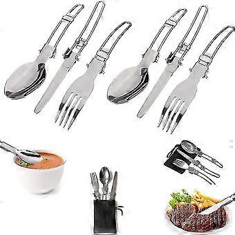 Foldable Camping Cutlery, Knife Fork Spoon Set Portable Foldable Camping Cutlery Knife Fork Spoon Stainless Steel Camping Cutlery For Camping Travel (