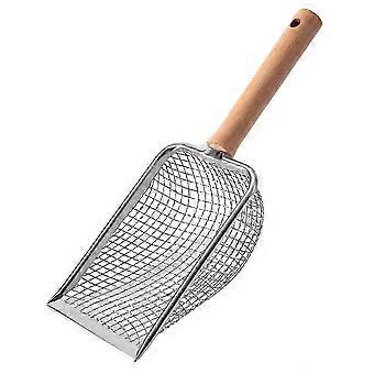 Sand Shovel Wooden Handle Stainless Steel Cat Litter Shovel Cat Litter Special Tool Climbing Pet Sand Shovel-4.3X4.3Mm 26-27