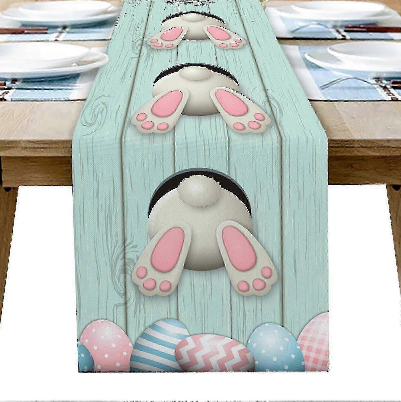 Easter Rabbit Butt Tablecloth - 36 Inch Cotton-Linen Blend, Rustic Durable