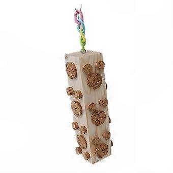 Wooden Bird Chew Toys, 7.9 Inch Hanging Parrot Toy for Parakeet with Foraging Design to Relieve Boredom and Anxiety