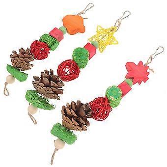 Bird Toy Parrot Cage Bite Toy for Play 12Pcs Wooden Assorted