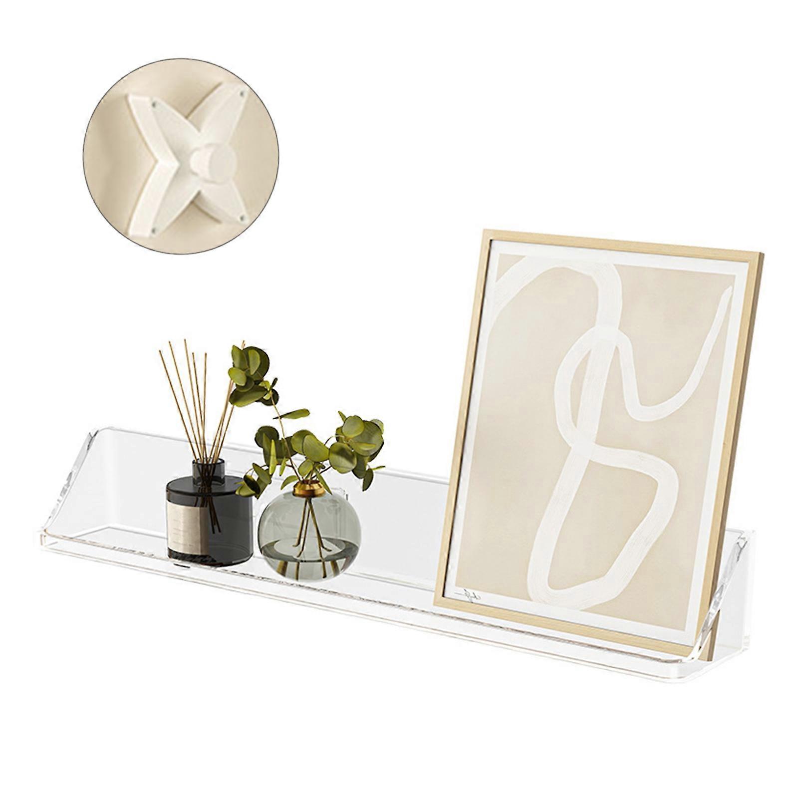 Space Saving Transparent Floating Wall Shelf Self-Adhesive for Bathroom Kitchen Decor