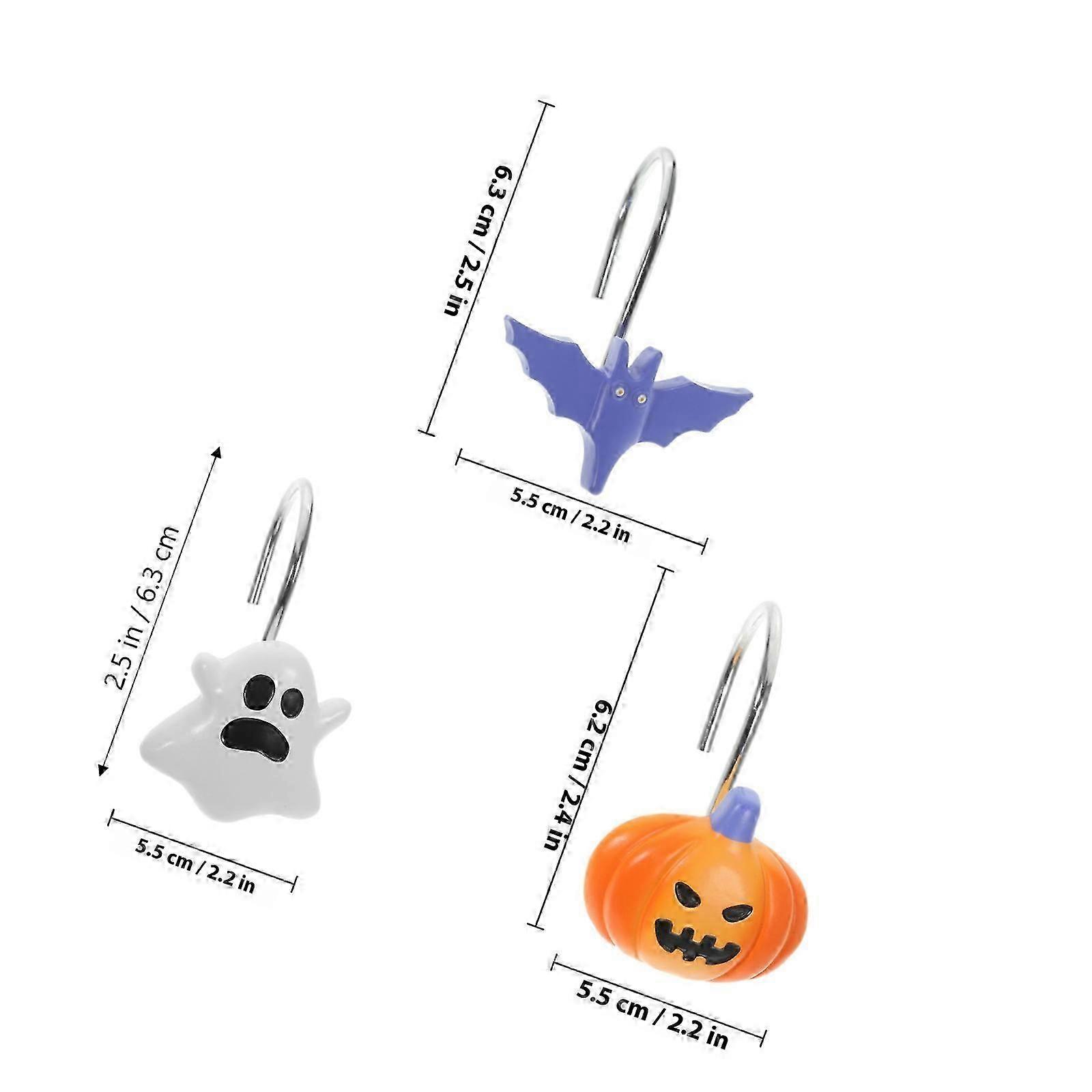 12Pcs Bath Shower Curtain Hooks Halloween Theme