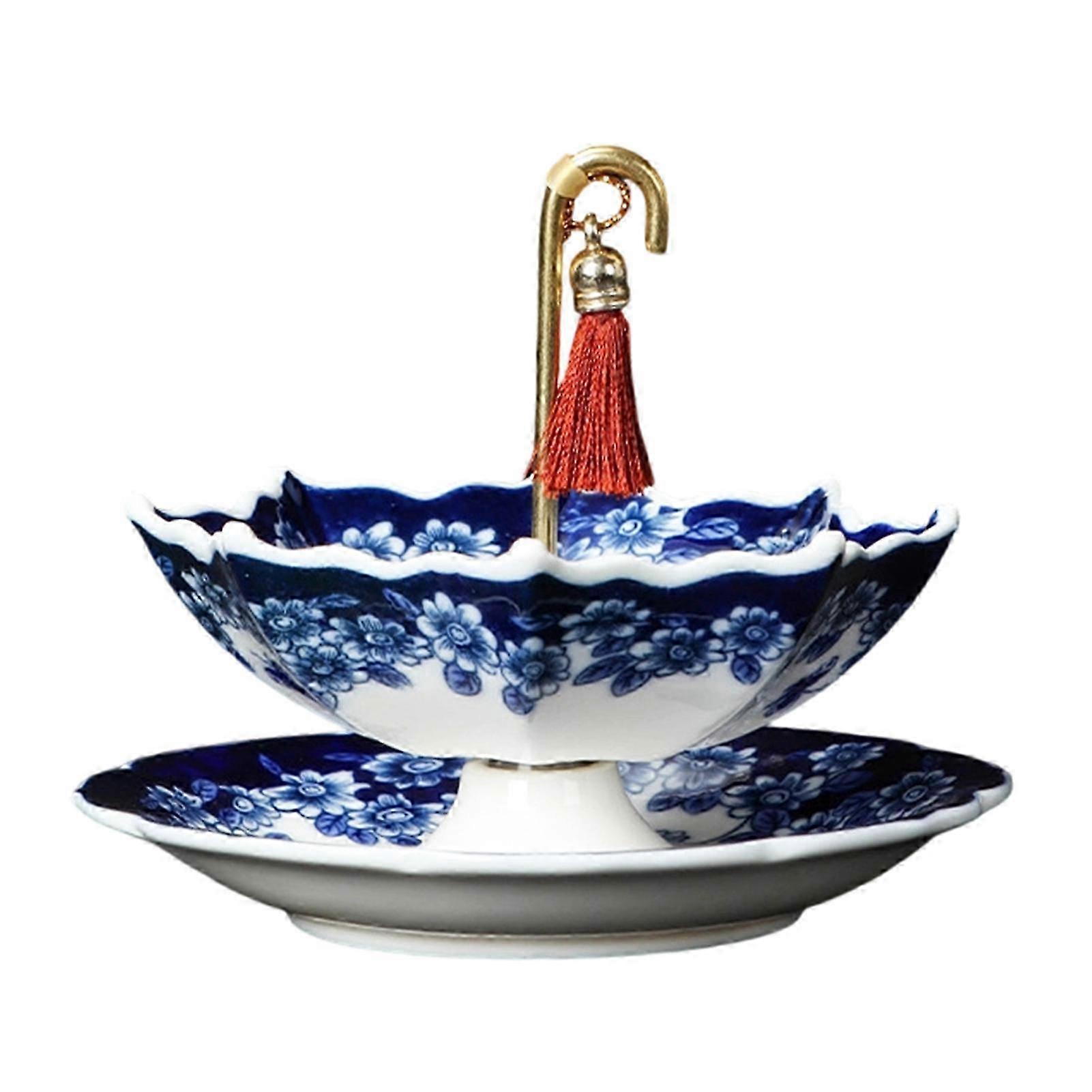 Blue White Rotating Ceramic Tea Strainer