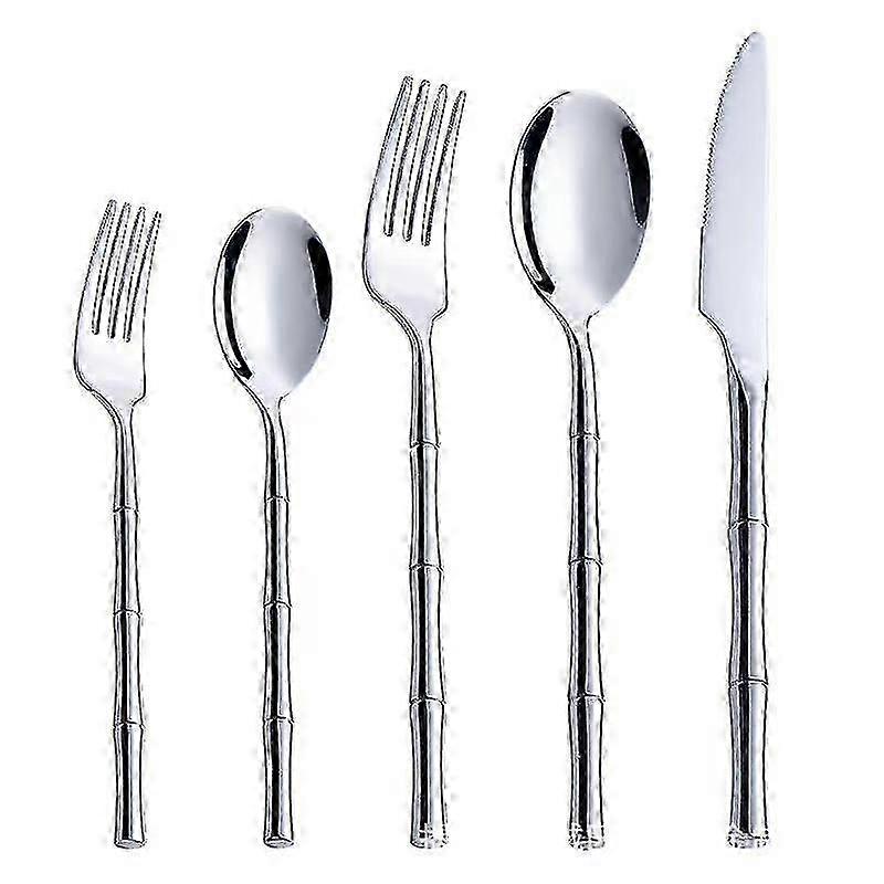 Bamboo-Design Stainless Steel Flatware Set