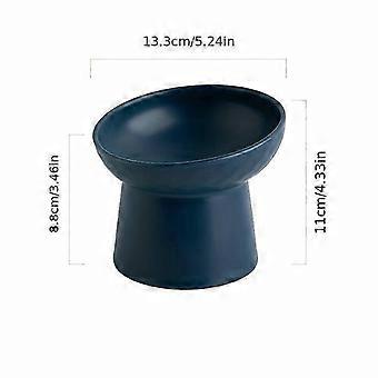 13,3 cm tiefblauer Keramik-Katzennapf mit erhöhtem, schrägem Hals