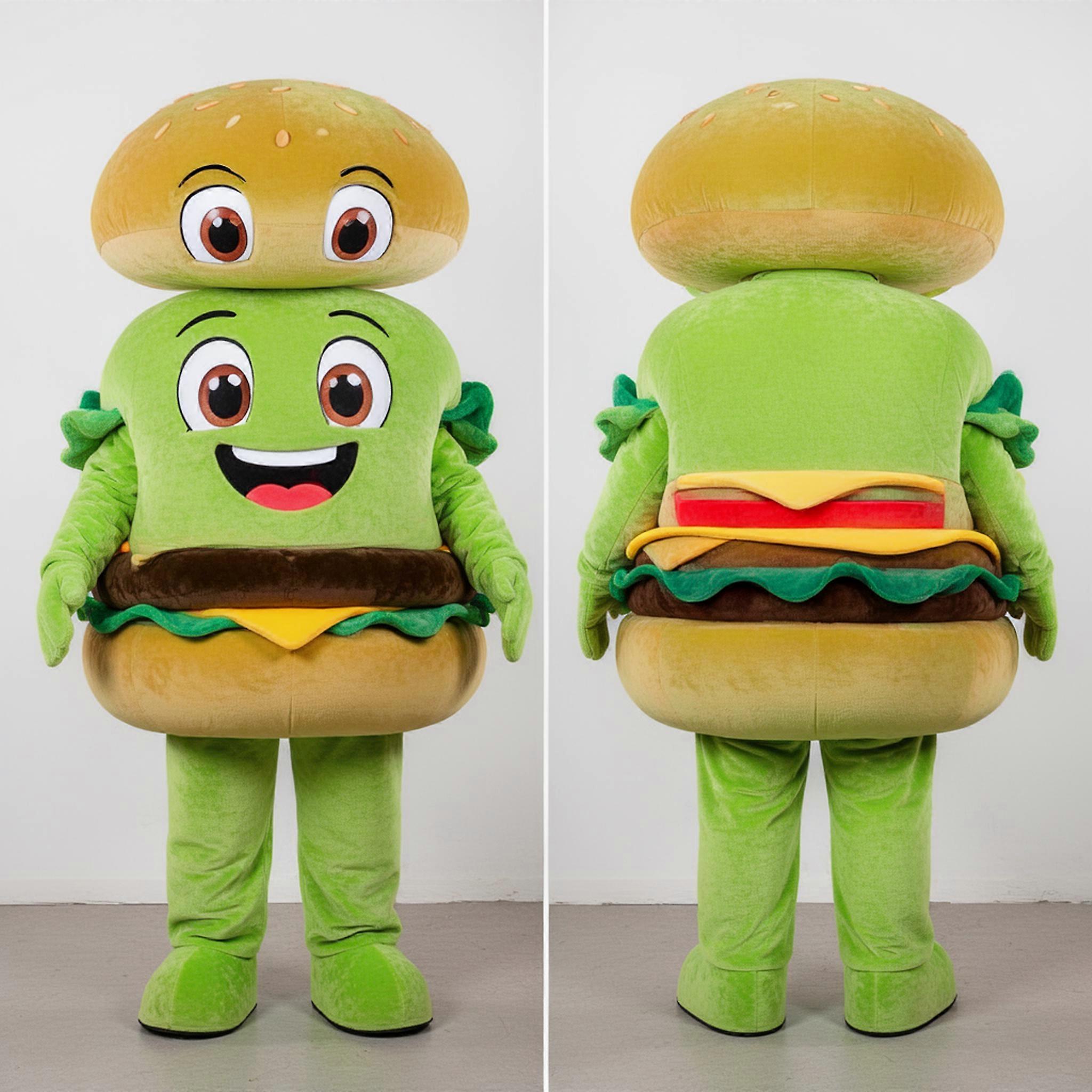 MASTICOT Lime Green Padded Hamburger Mascot