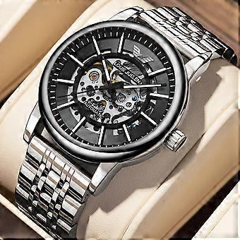 Reloj mecánico automático para hombre LOUIE JUELEN de 43 mm, de acero inoxidable, con esfera esqueletizada, luminiscente y resistente al agua hasta 3 bares.