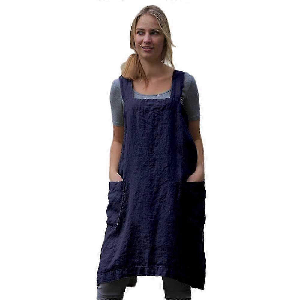 Knee-Length Cotton Pinafore Apron