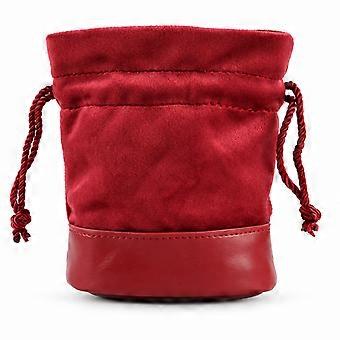 Bolsa vermelha para dados com cordão, em couro PU e veludo, ideal para dados, moedas e tabuleiro de RPG (D&D).