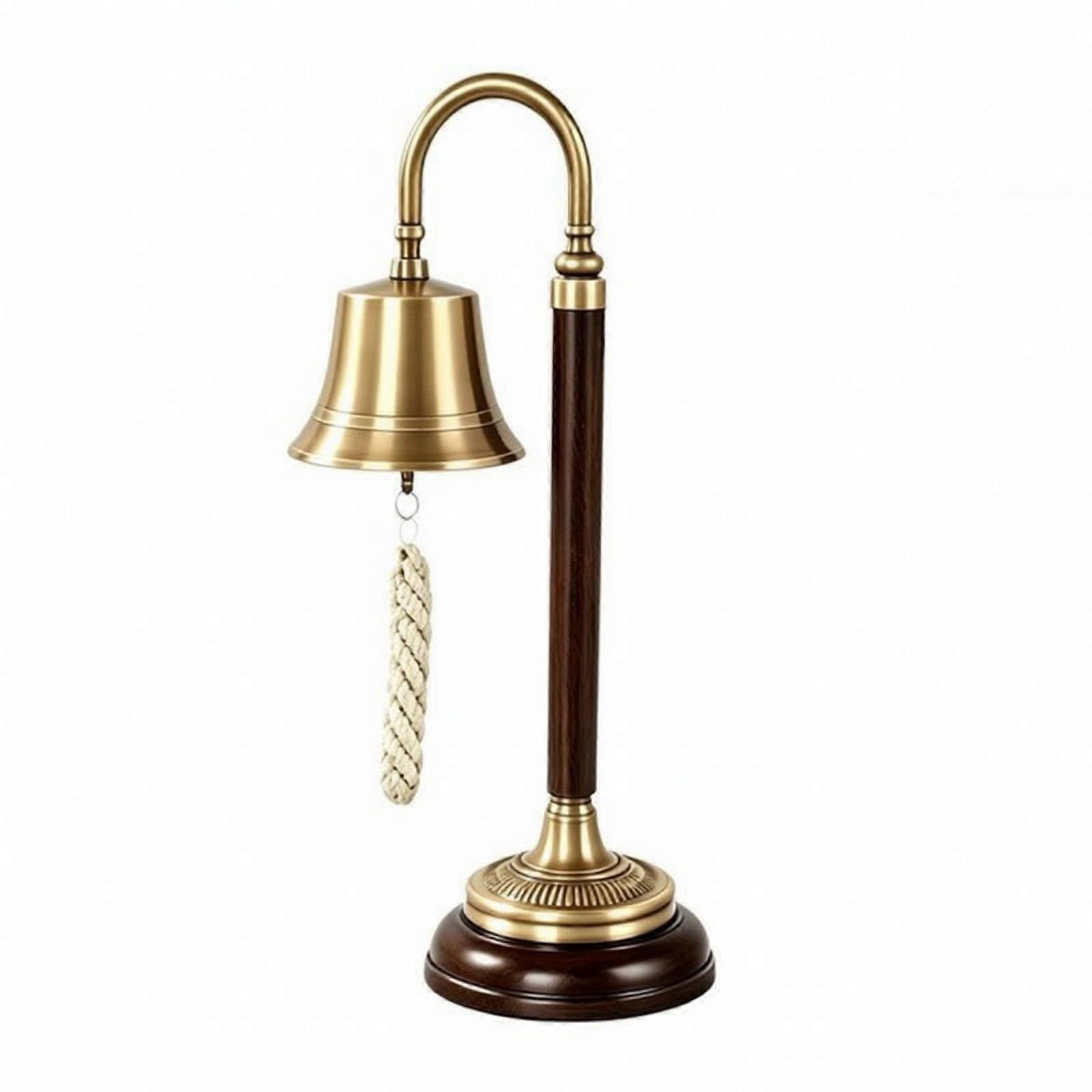 Tabletop Bell with Wooden Stand Rustic for Shelf