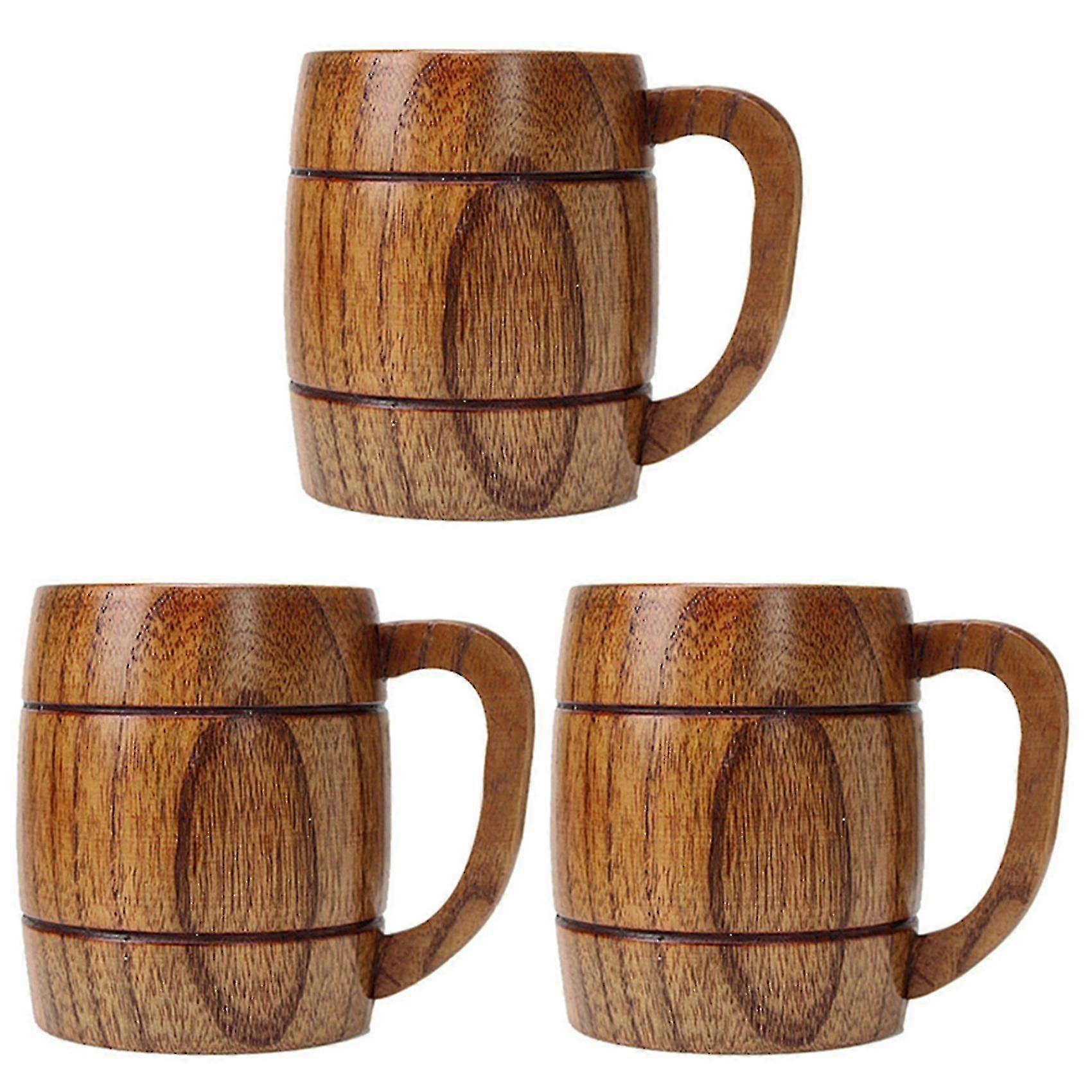 Solid Wood Beer Mugs 400ml Set
