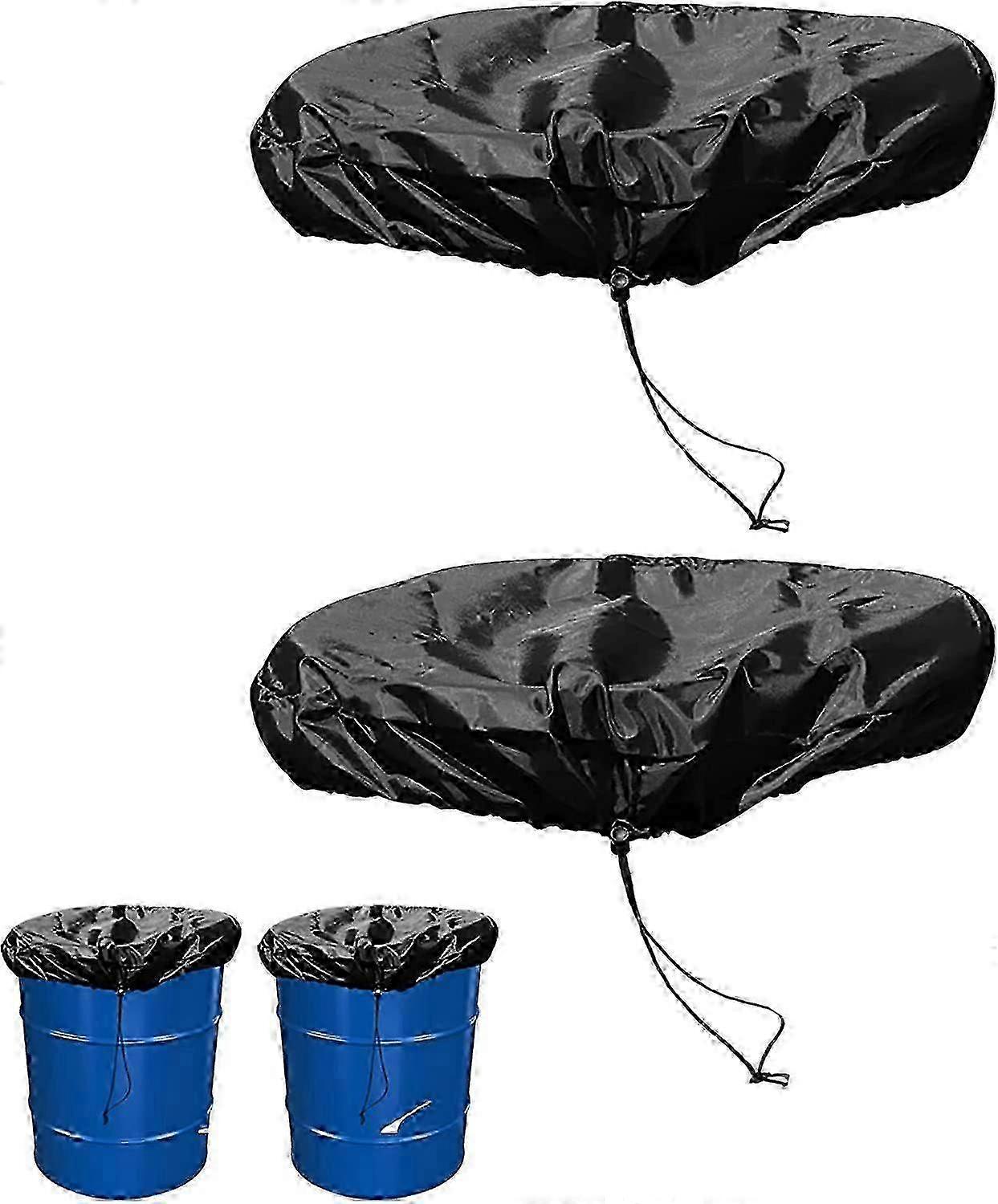 2 Pcs Stretchable Drum Cover with Drawstring for Universal Rain Barrel-brnv