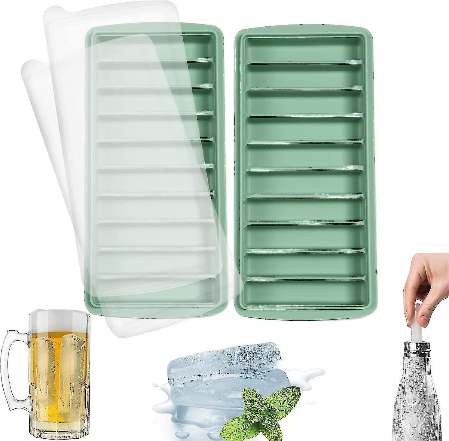 2 Pack Silicone Ice Cube Trays,stackable With Lid, 10 Cavities
