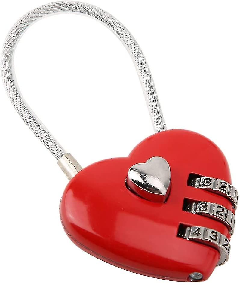 Heart Shaped Padlock, 3 Digit Mini Code Lock, With Love Heart Wire Rope,
