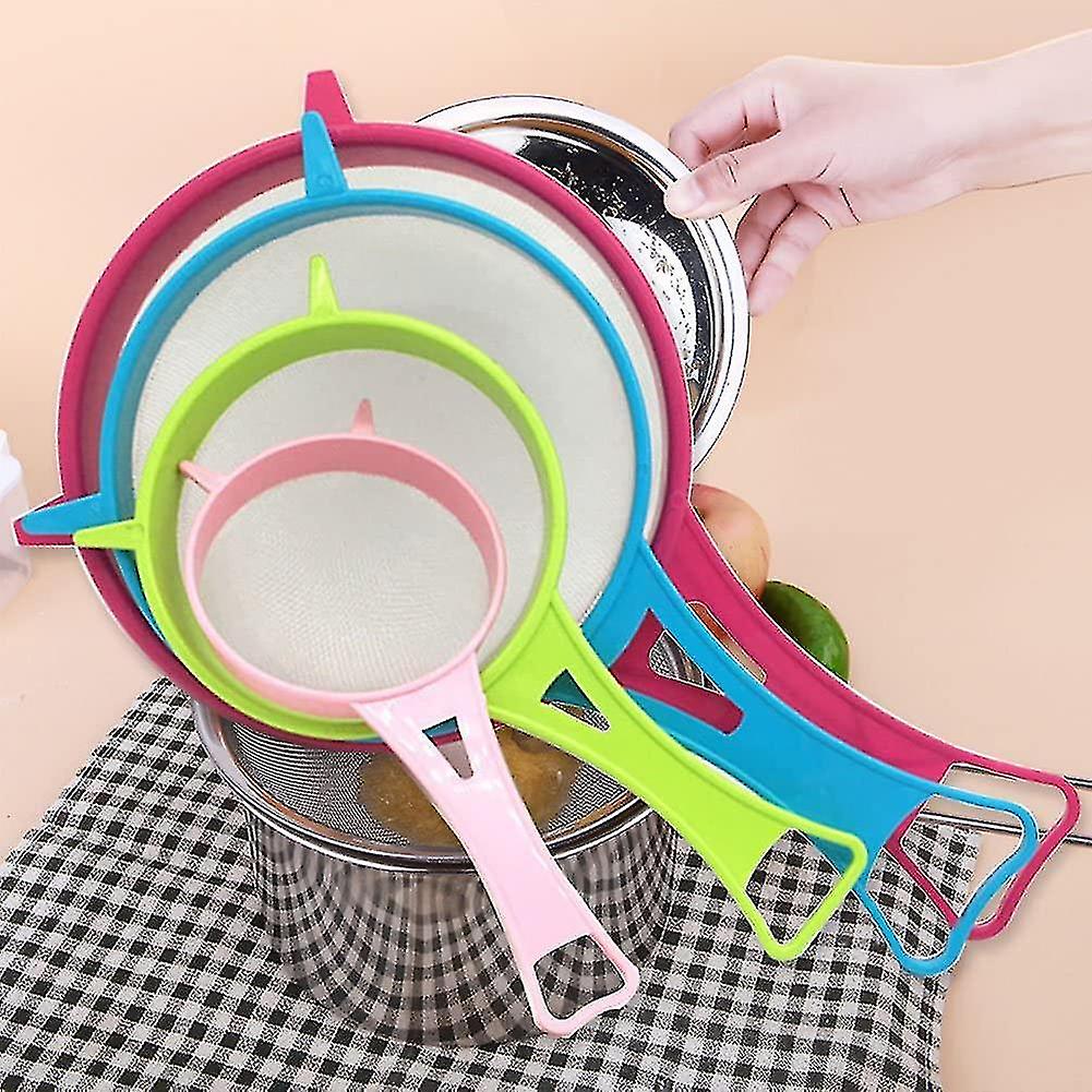 4 Pcs Strainer Set, Multi-purpose Kitchen Fine Mesh Food Sieve Set With Plastic Handle (4pcs)