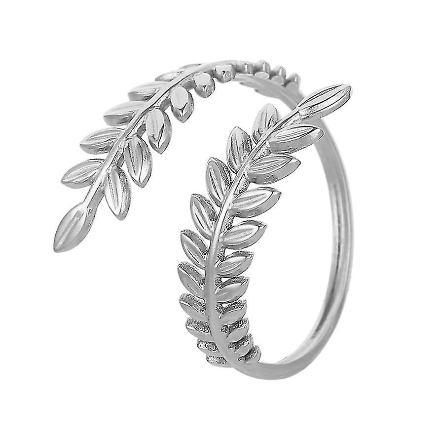 Tendance Personnalité Acier Inoxydable Wheat Ear Bague Réglable Mode Européenne Et Américaine Simple Et Belle Bague Femelle (Couleur Acier Wheat Ear Ring