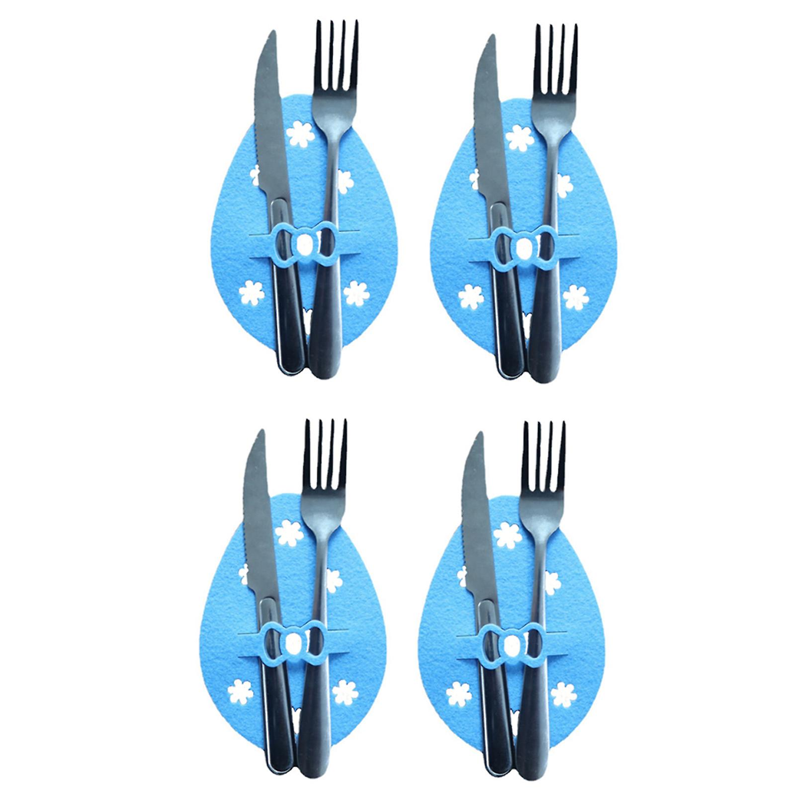 4pcs Easter Silverware Holder Pocket Egg Shape Knife Forks Bag Silverware Pouch Pockets For Home Dining Table